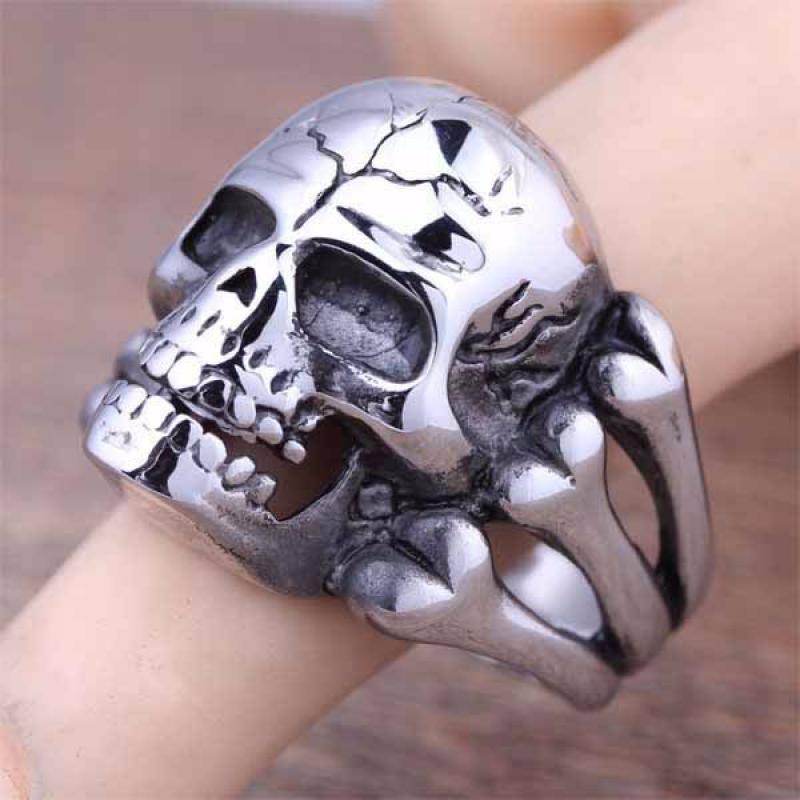 Cincin Desain Tengkorak Muslim Hollow Untuk Pria