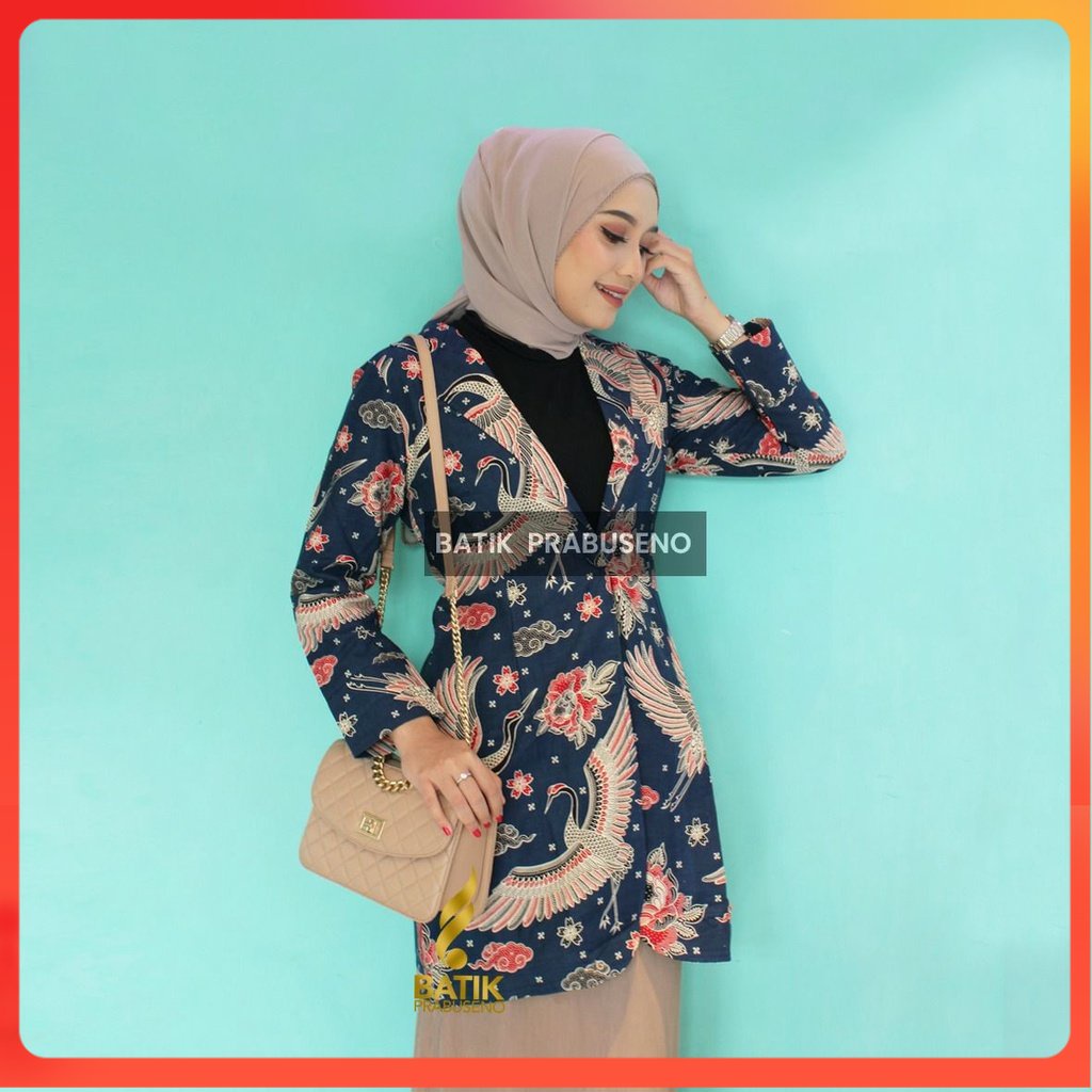 PRATISTA Atasan Batik Wanita Lengan Panjang Original Ori Prabuseno Modern Premium Jumbo Big Size Ful