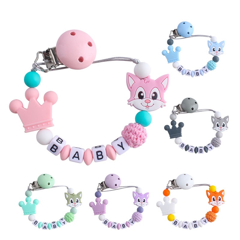 PC 12 | PACIFIER CLIP | TALI EMPENG DAN TEETHER BISA CUSTOM NAMA | TEETHER TALI DOT EMPENG CHAIN GANTUNGAN BAHAN SILIKON AMAN BPA FREE | RUZAIN MALL