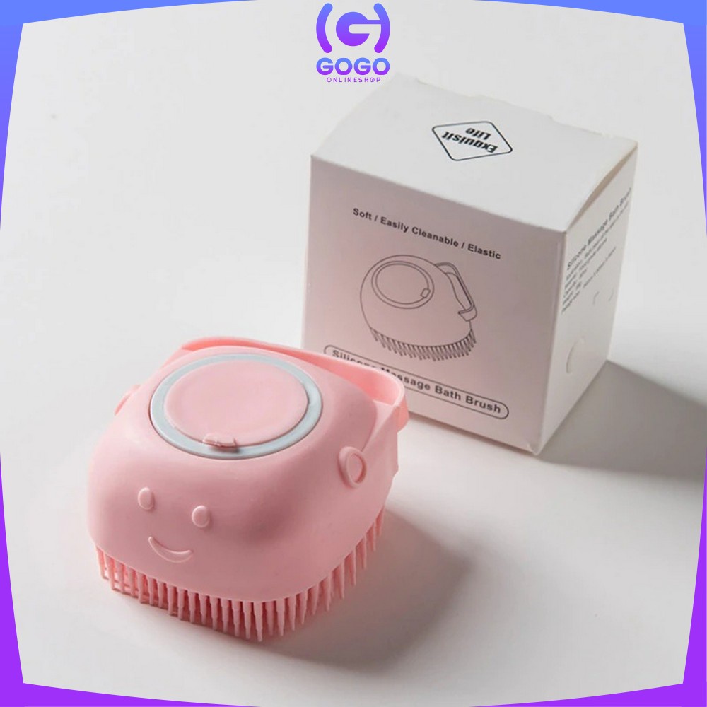 GOGO-C284 Spons Mandi Shower Brush / Sikat Mandi Silikon Dispenser Sabun Mandi Portable / Sikat Badan Silikon