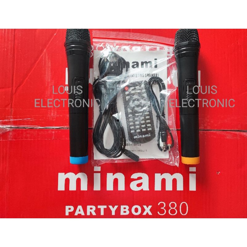 Speaker Portable Minami PARTYBOX 380 15 Inch 2 Mic Wireless ORIGINAL