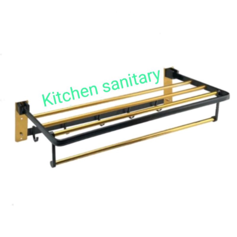 Gantungan handuk lipat stainless black gold / Rak handuk lipat hitam emas