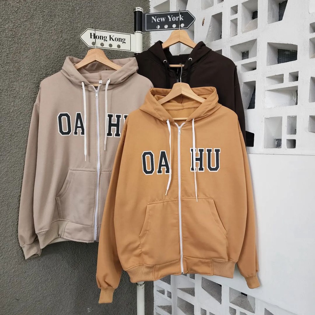 OA HO ZIPPER HODIE OVERSIZE XXL UNISEX WANITA COWO BIG SIZE