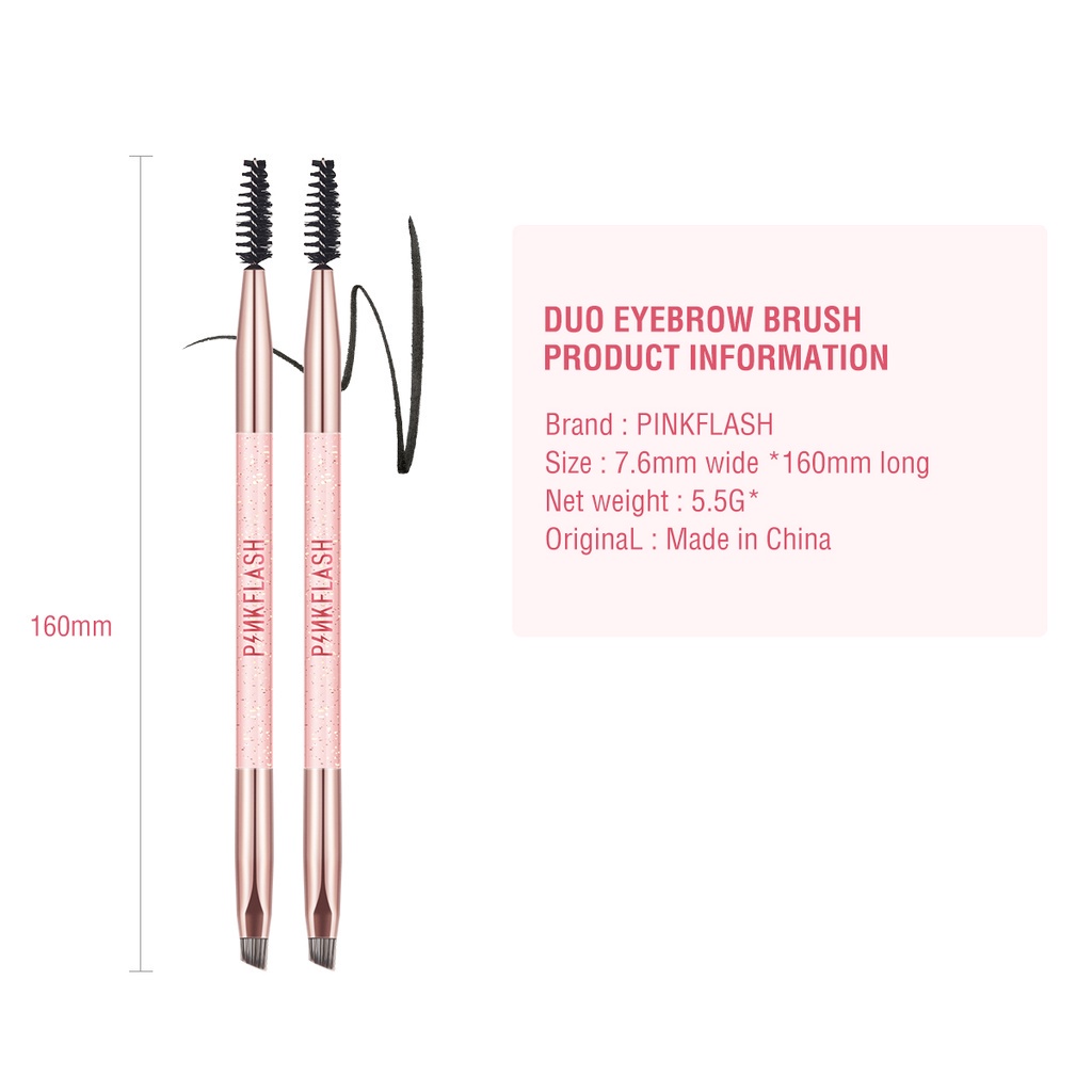 PINKFLASH Eyebrow Pensil Somethinc Multi Use Duo Professional Makeup Brush Tool Spoolie and Angled Teardrop Brow Definer