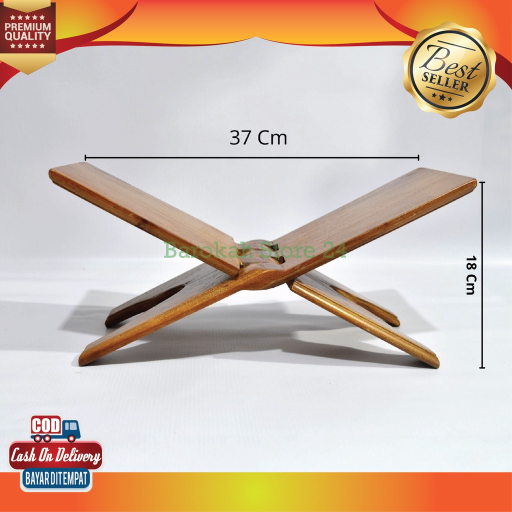 PROMO Lehar Alquran Kayu Mahoni Meja Ngaji Lipat Praktis Ukuran Sedang 18 x 38 cm Tempat Al-Quran Re