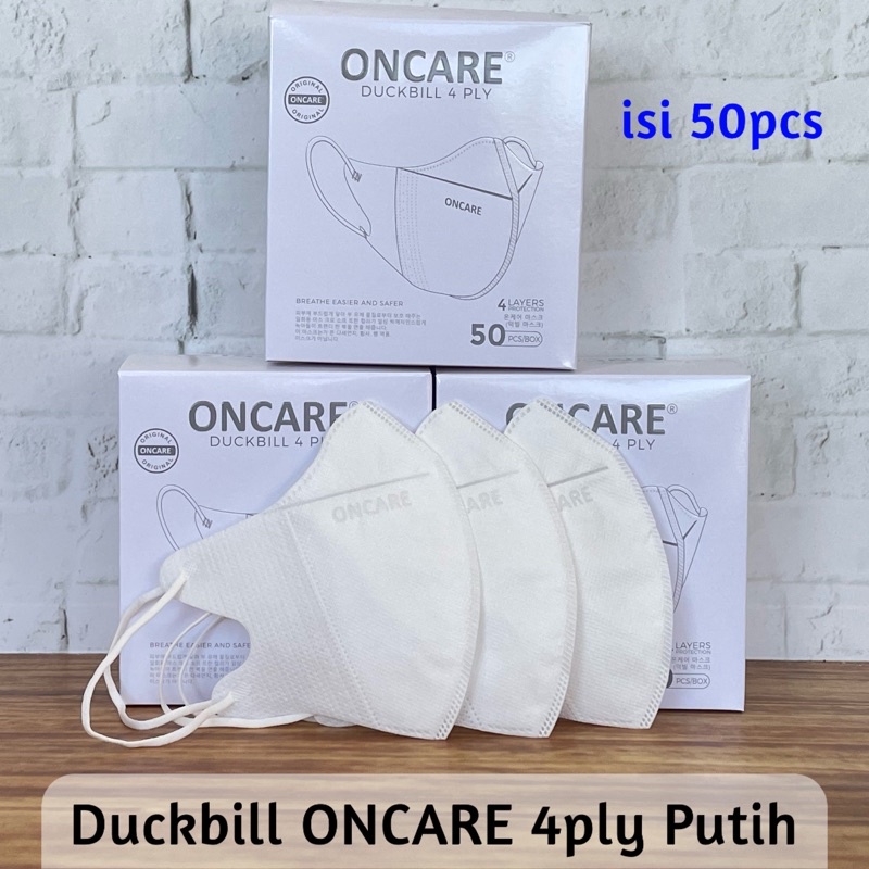 Masker Duckbill ONCARE 4ply isi 50pcs DEWASA - KEMENKES - ORIGINAL