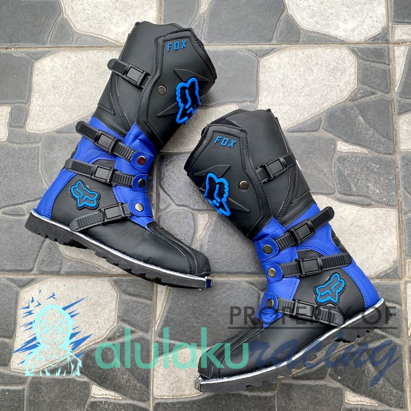 Sepatu Trail Motocross X Lokal Boots Riding SV Premium Quality with Safety Protectors - Blue