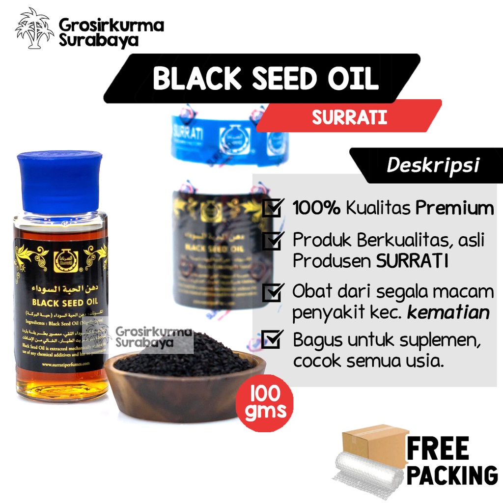 BLACK SEED OIL SURRATI Gabus Habbatusauda Cair 100Gms Suplemen Kesehatan Untuk Semua Usia Promil MPASI