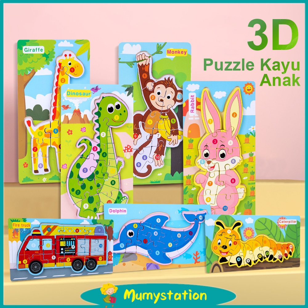 Mumystation Mainan Anak Puzzle Kayu mainan edukasi 3D jigsaw puzzle
