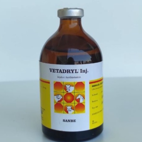 VETADRYL INJ 100ML - Antihistamin Hewan Sapi Kuda dll SANBE