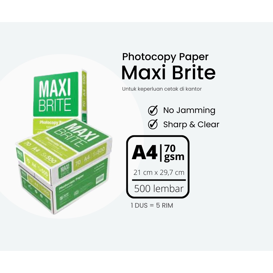 Jual Kertas Hvs Print Fotokopi Maxi Brite A Gr Gsm Gram