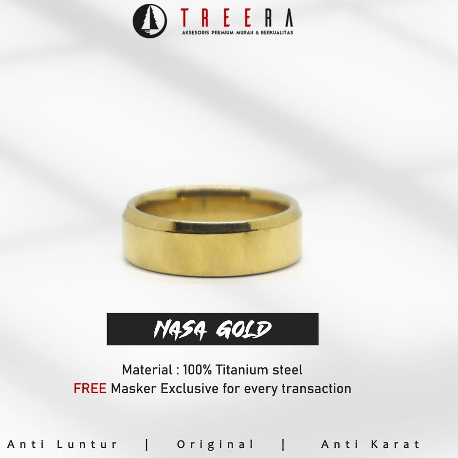 Kejar Hemat Treera - Cincin Titanium Emas Gold Pria Wanita Original Anti Luntur