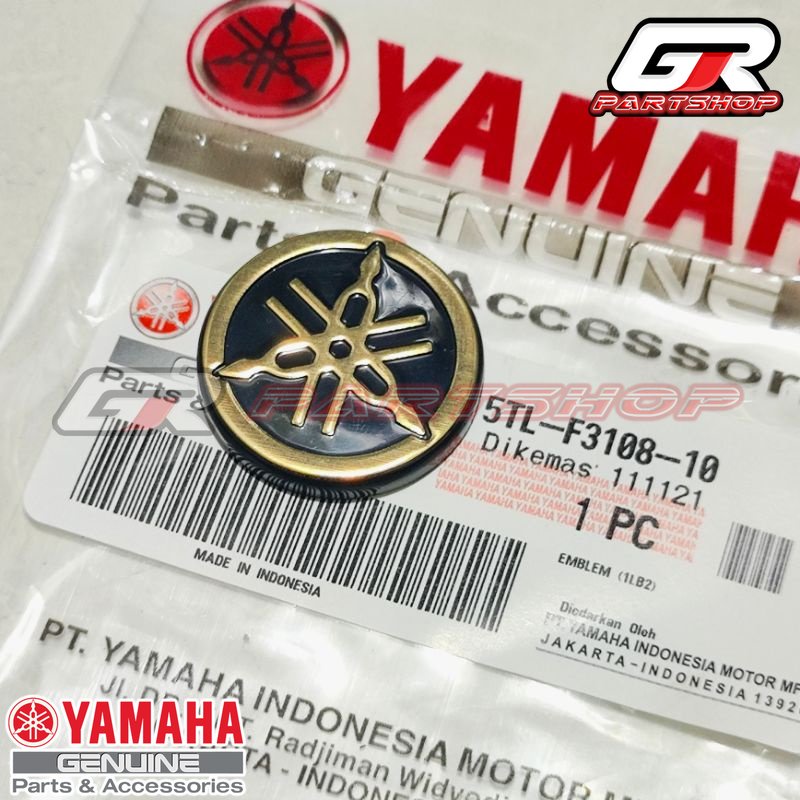 EMBLEM TAMENG DEPAN GOLD MIO SPORTY SMILE ORI YGP LOGO GARPUTALA EMAS ORIGINAL YAMAHA