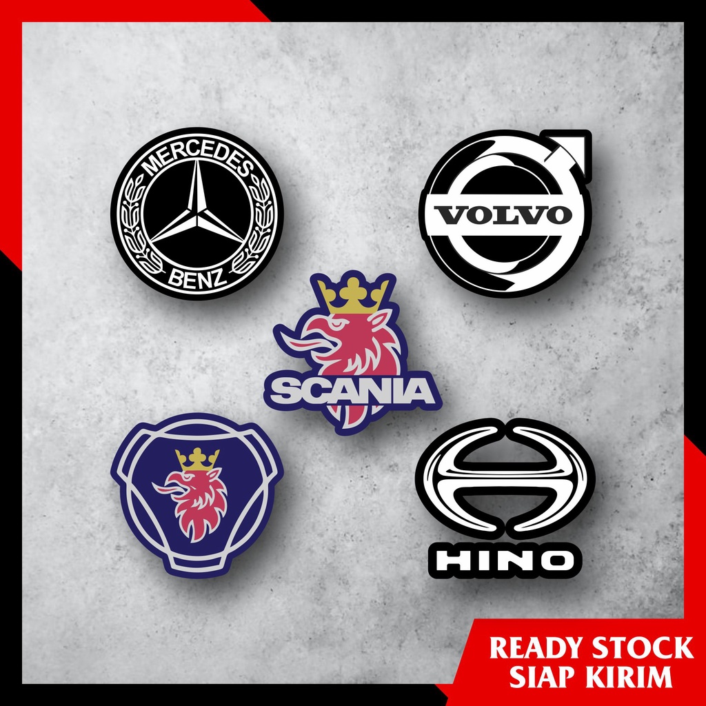 5 PCS STIKER LOGO MESIN SCANIA HINO MERCEDES VOLVO - KAROSERI ADI PUTRO LAKSANA TENTREM NEW ARMADA B