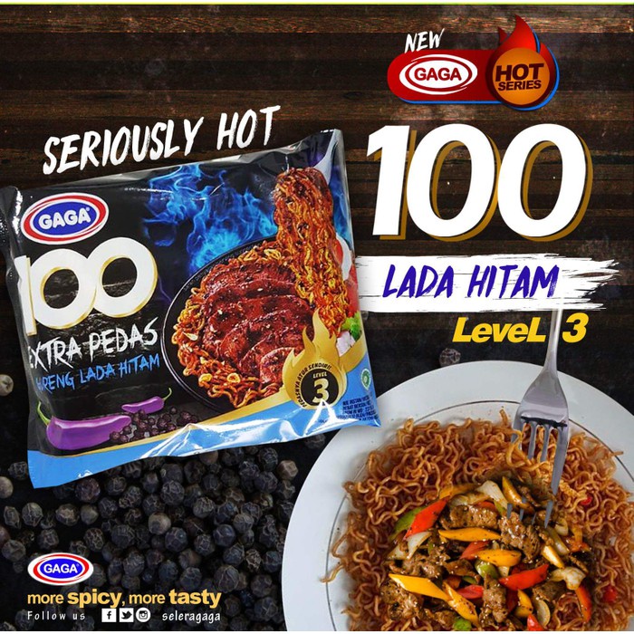 

Gaga Mi Goreng 100 Extra Pedas Lada Hitam Level 3 85gr