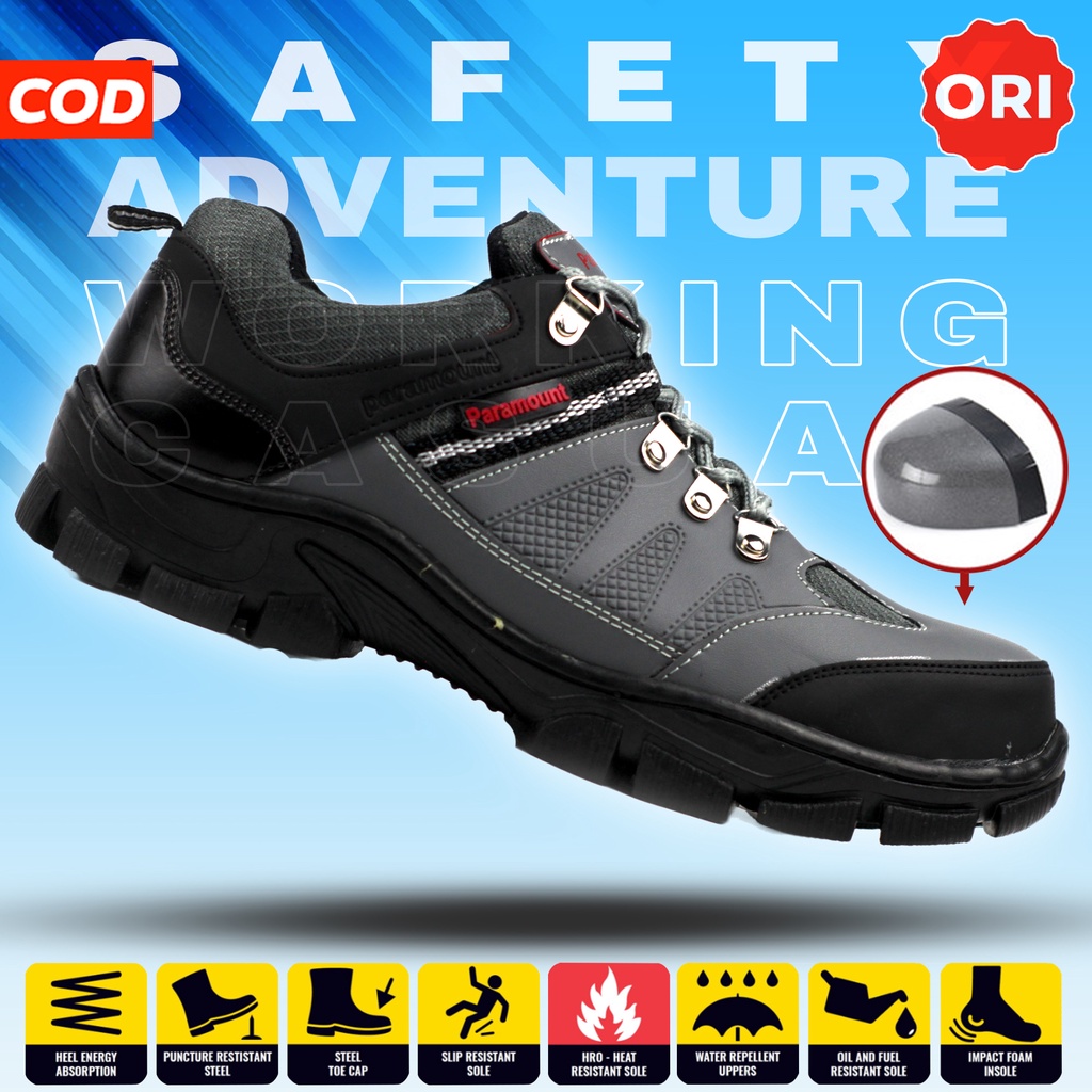Sepatu pria touring paramount tracker safety ujung besi boots boot king cheetah hiking working sol k