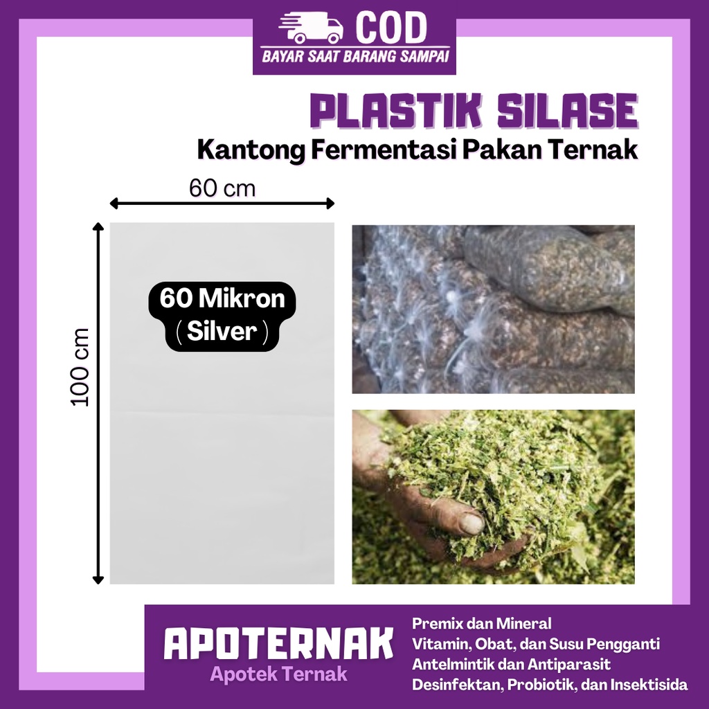 PLASTIK SILASE GROSIR SILVER 60 Mikron 15 Lembar | Plastik Untuk Fermentasi Pakan Ternak Hewan Sapi Kambing Domba | Apoternak