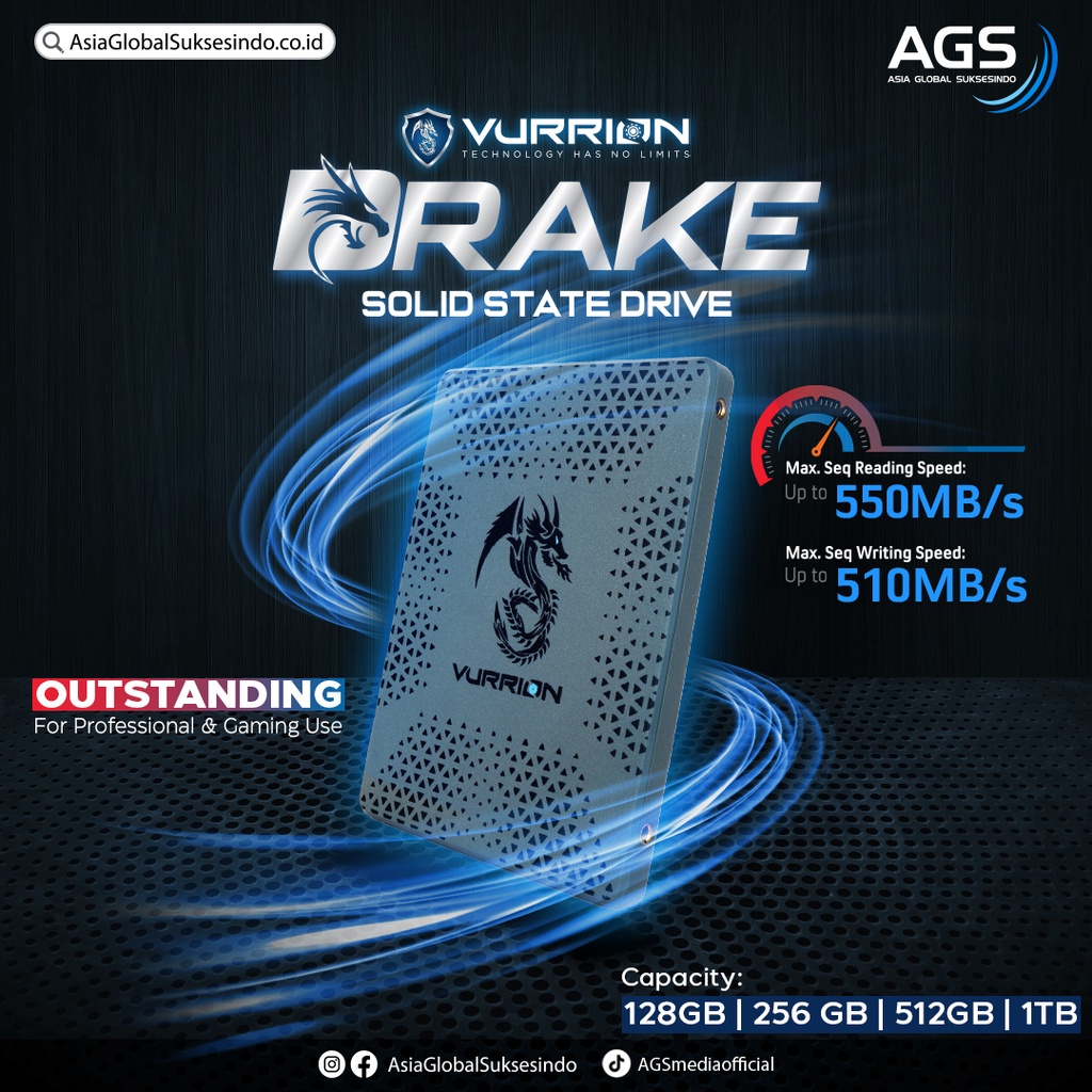 SSD Sata 512GB Vurrion Drake 2.5&quot; Untuk PC / Laptop Garansi Resmi