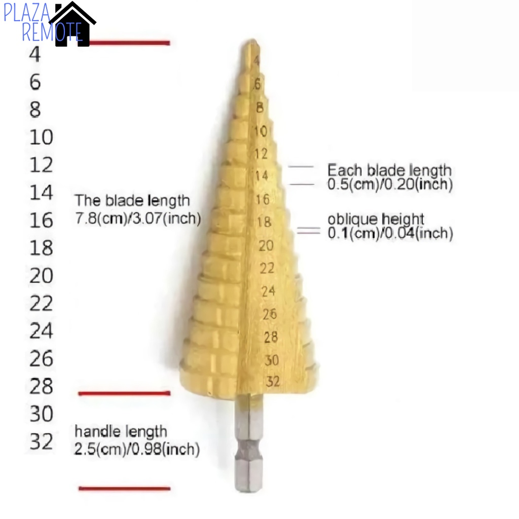 Mata Bor Pagoda COBALT Besi Kuningan Step Drill 4-32 Cone Kerucut