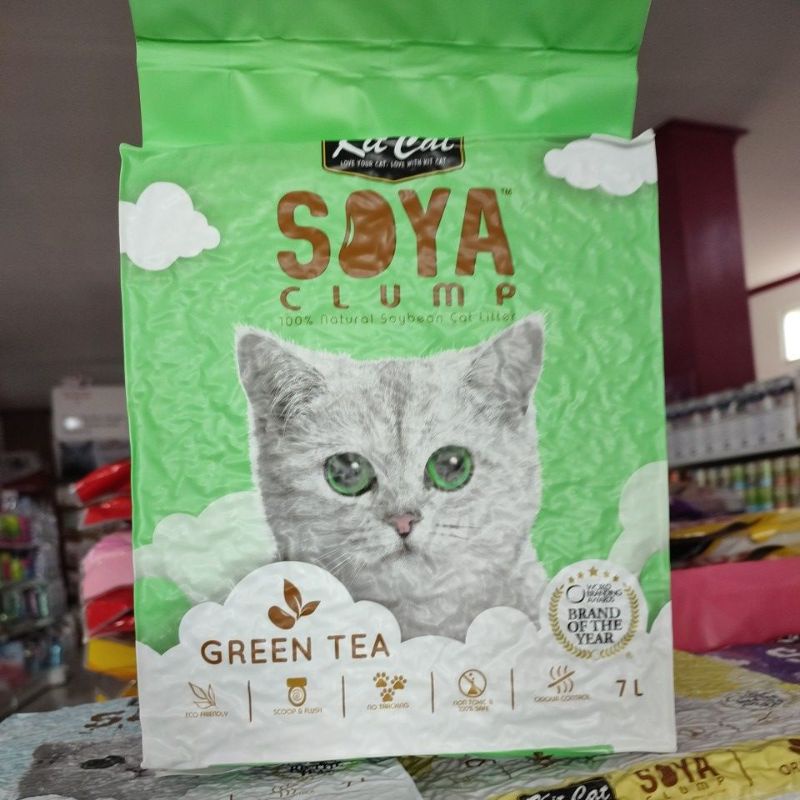 Pasir  Kit Cat tofu Soya 7 ltr Green Tea - Pasir Kucing Wangi