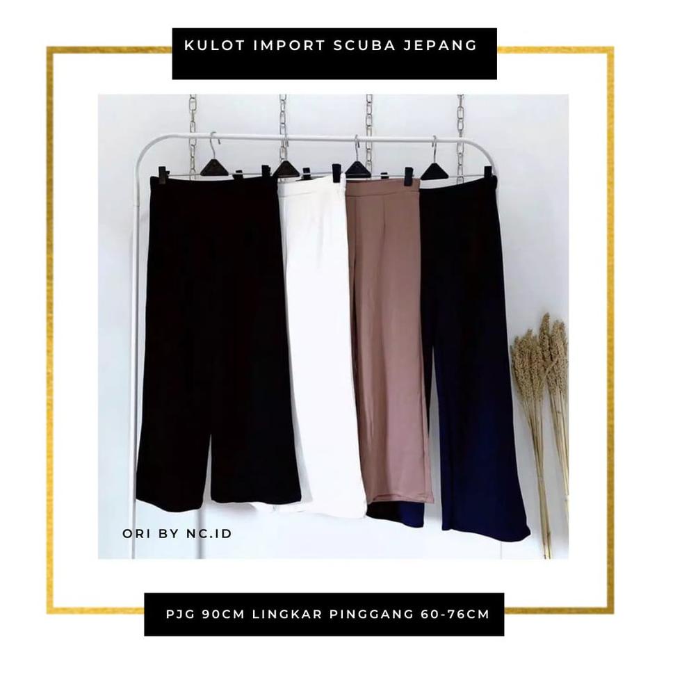 Kulot Scuba Panjang Celana Polos Import Bahan Scuba Tebal Premium Adem Melar High Waist {FR.18Oc22e}
