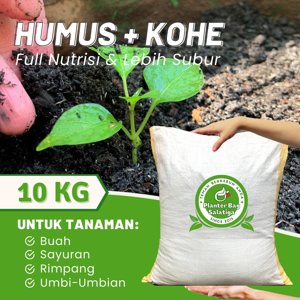 Humus Organik Subur 10 Kg Siap Pakai Karung Media Tanam Tanah Tanaman Buah Sayuran