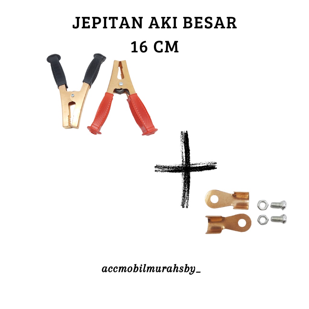 Jepit Jepitan Japit Capit Jumper Buaya Klem Charger Aki Accu Batteray 2pc 16 cm D