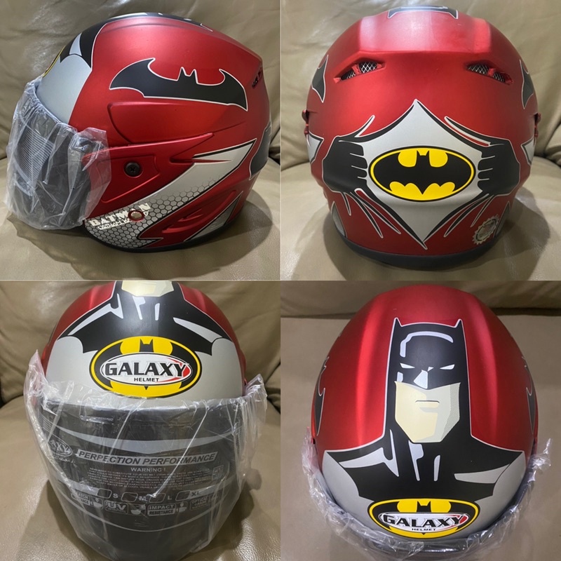 Helm Anak Batman Merah Doff GALAXY / SKY SNI Usia 3-7 thn Termurah Terlaris