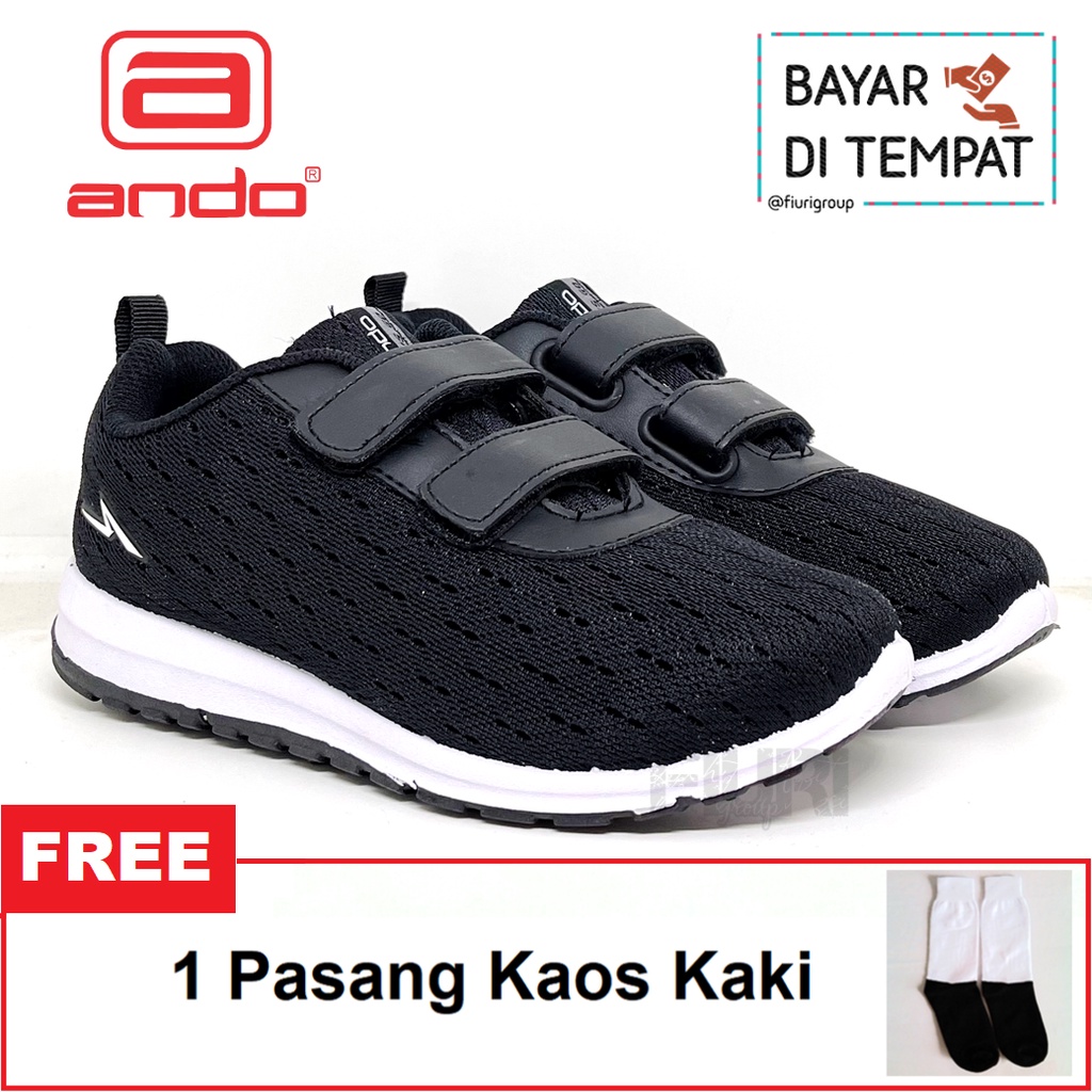 FIURI - Ando Original - REIN PEREKAT 33-36 HITAM PUTIH - Sepatu Kets Wanita-Sepatu Sneakers Wanita-Sepatu Olahraga Sport Wanita-Sepatu Casual-Sepatu Jogging Lari Fitness Gym Senam Wanita-Sepatu Anak Perempuan Cewek-Sepatu Sekolah Bertali SD SMP SMA