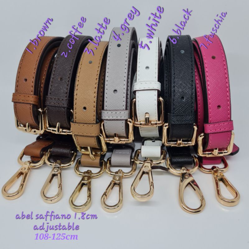 Abel 1.8cm Slim Adjustable saffiano leather bag strap