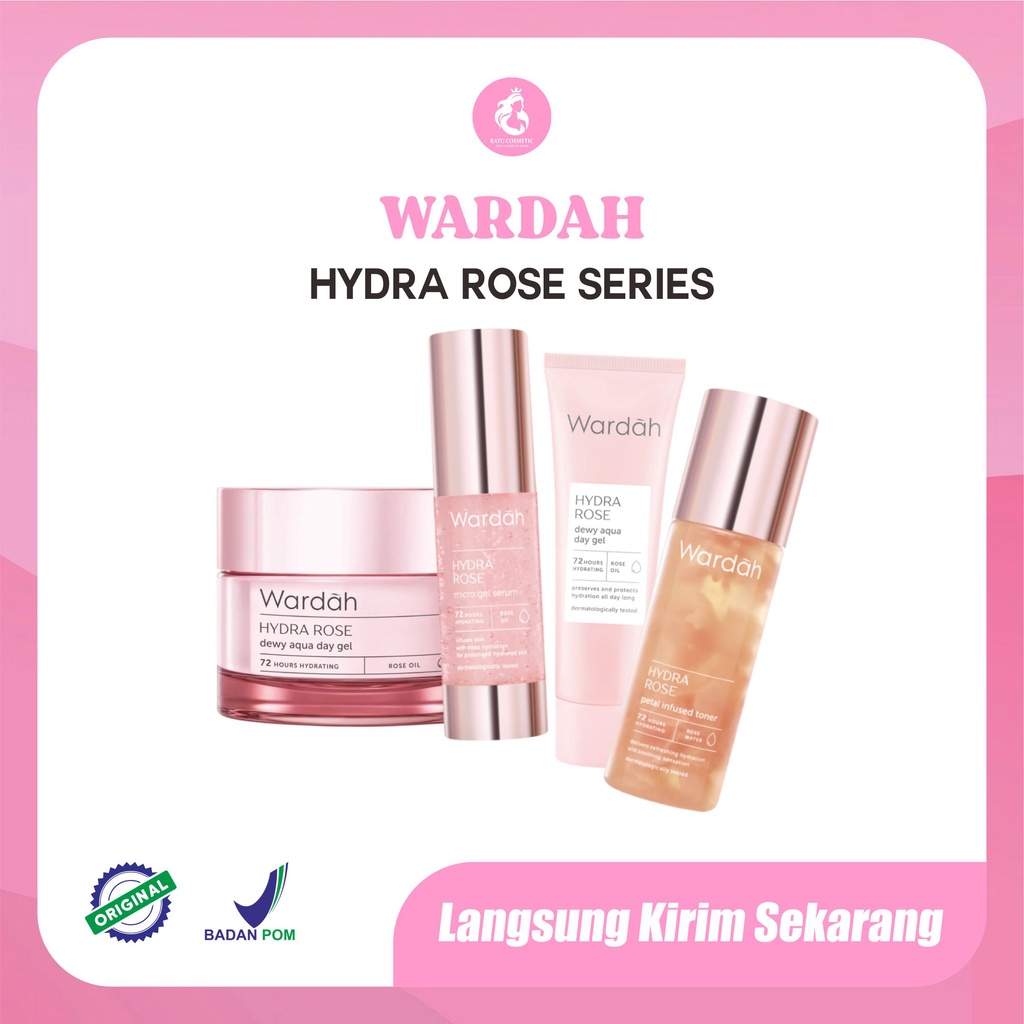 WARDAH Hydra Rose Series | Dewy Aqua Day Gel-Moisture Rich Night Gel-Foam Cleanser-Toner