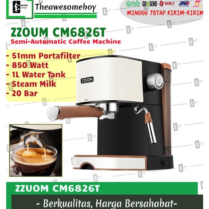 Zzuom Cm6826T Espresso Coffee Machine Semi Automatic Mesin Kopi 20 Bar Mazatoba