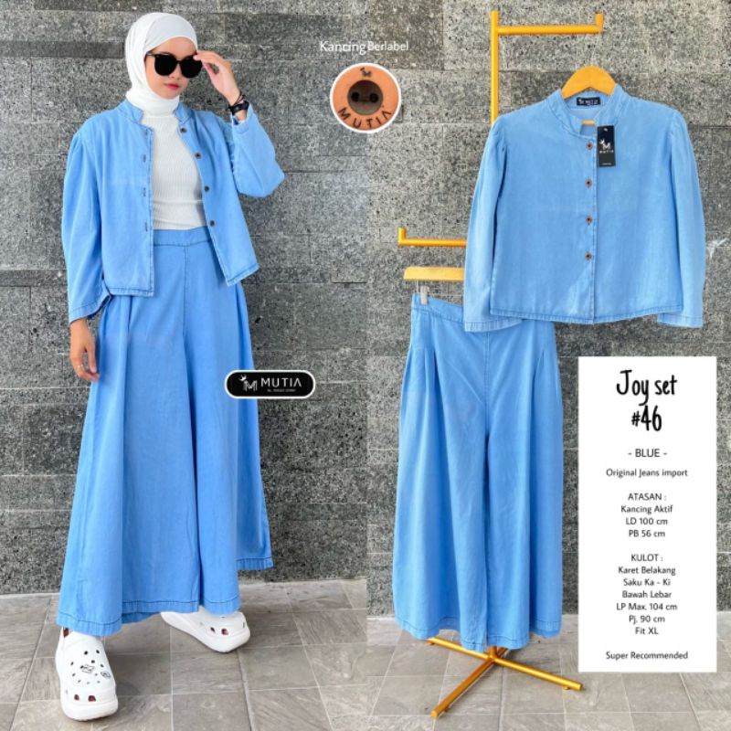 JOY SET #46 BY MUTIA / ONESET JEANS WANITA / Setelan kulot jeans muslimah