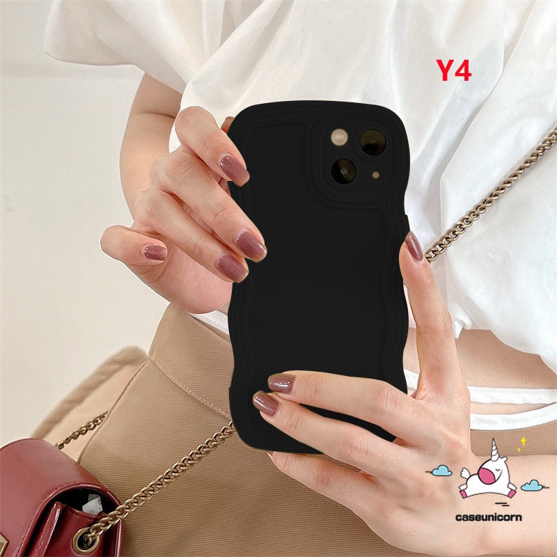 Casing Wave Edge Case Mewah Simple Warna Solid Oppo A17 A16 A57 A77s A12 A17K A55 A15 A16K A95 A54 A96 A7 A78 A58 A76 A3s A9 A5 A16E A16s A74 A1K A5s Reno 8T 7Z 58 8Z 6 A53 A12e F9 A52