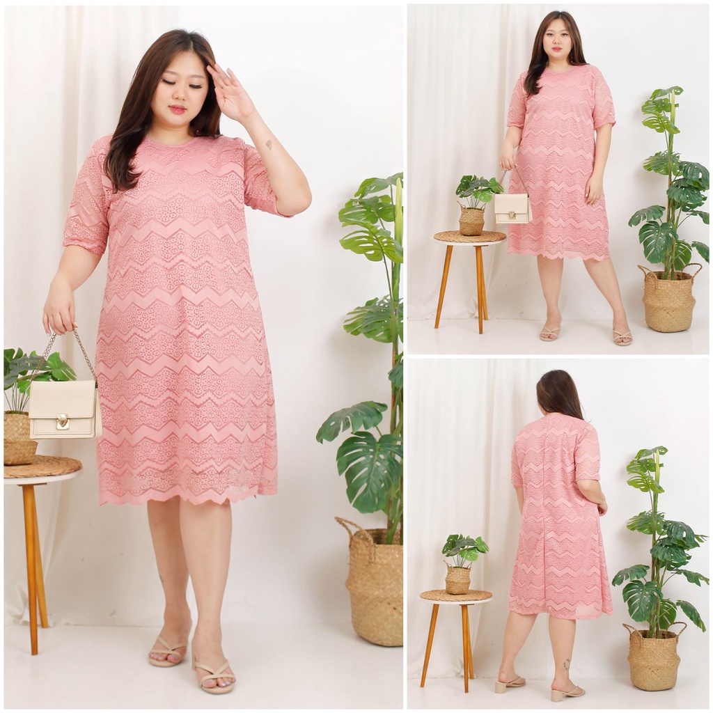 (XXL Jumbo) Dress Ivana Big Size Brukat Malika Jumbo / Dres Brokat XXL / Dress Bigsize XL Malika / Dress Brokat / Dress Natal Imlek / Dress Gereja / Dress Murah