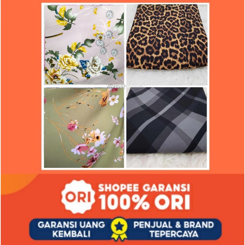Kain Wolfis Premium Monalisa Motif Bunga Leopard Kotak Meteran