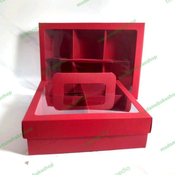 

'+'+'+'+] BOX HANDLE SEKAT MERAH MUFFIN, MOONCAKE, BROWNIES (4 SEKAT / 6 SEKAT)