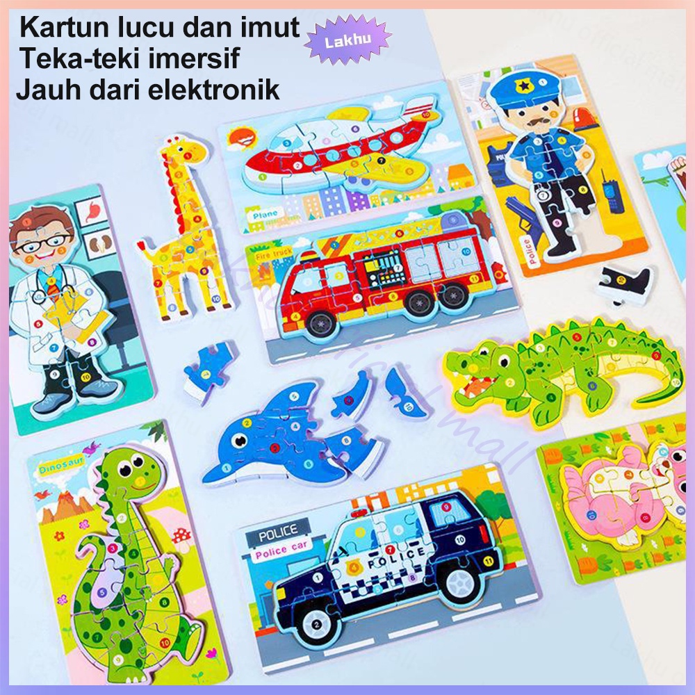 JCHO 3D puzzle kayu anak mainan edukasi jigsaw puzzle wooden toys