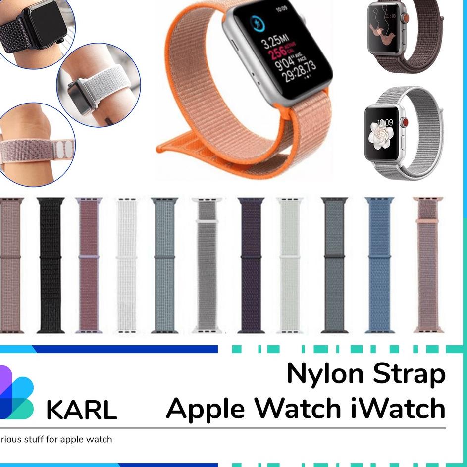 Terbaik Nylon Strap Apple Watch iWatch All Series 1/2/3/4/5/6/7 T500 T55 T500plus HW22 IWO W26 Smart