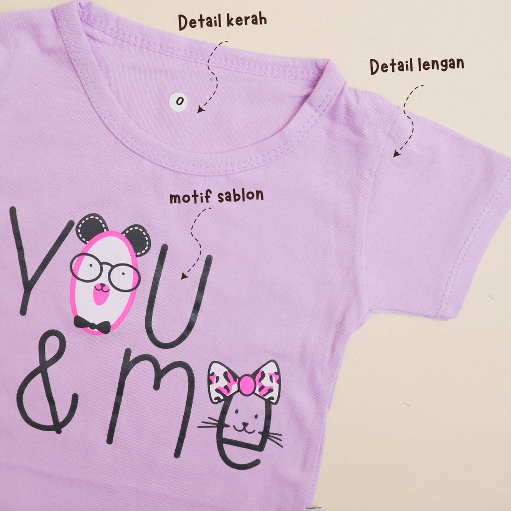 Nuna Store Baju anak perempuan Motif You &amp; Me / Setelan Baju Bayi / Anak Bayi Perempuan / Anak Bayi Cewek Usia 0 Bulan - 3 Tahun