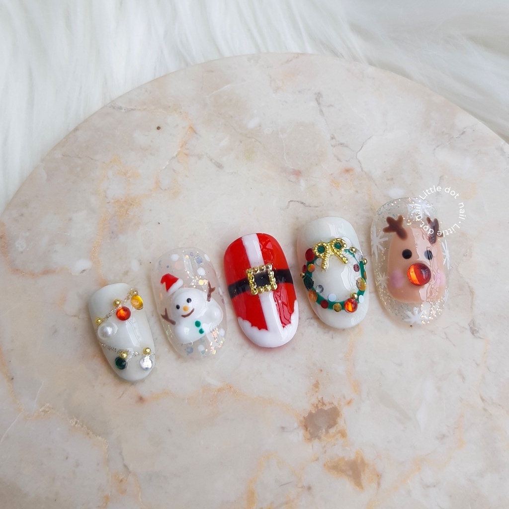 Custom kuku palsu/fake nails tema natal