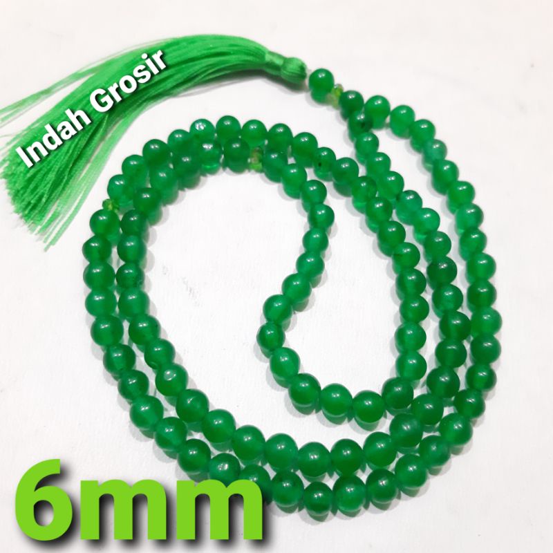 Tasbih Batu Giok Hijau Kristal 6mm 99Butir Natural