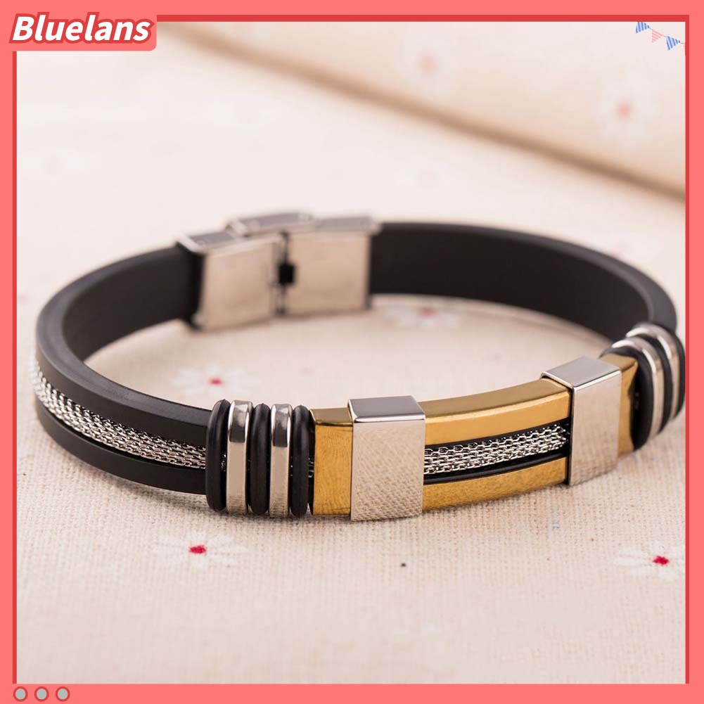 Bluelans Unique Men Titanium Steel Hand Chain Handmade Bracelet Bangle Club Jewelry Gift