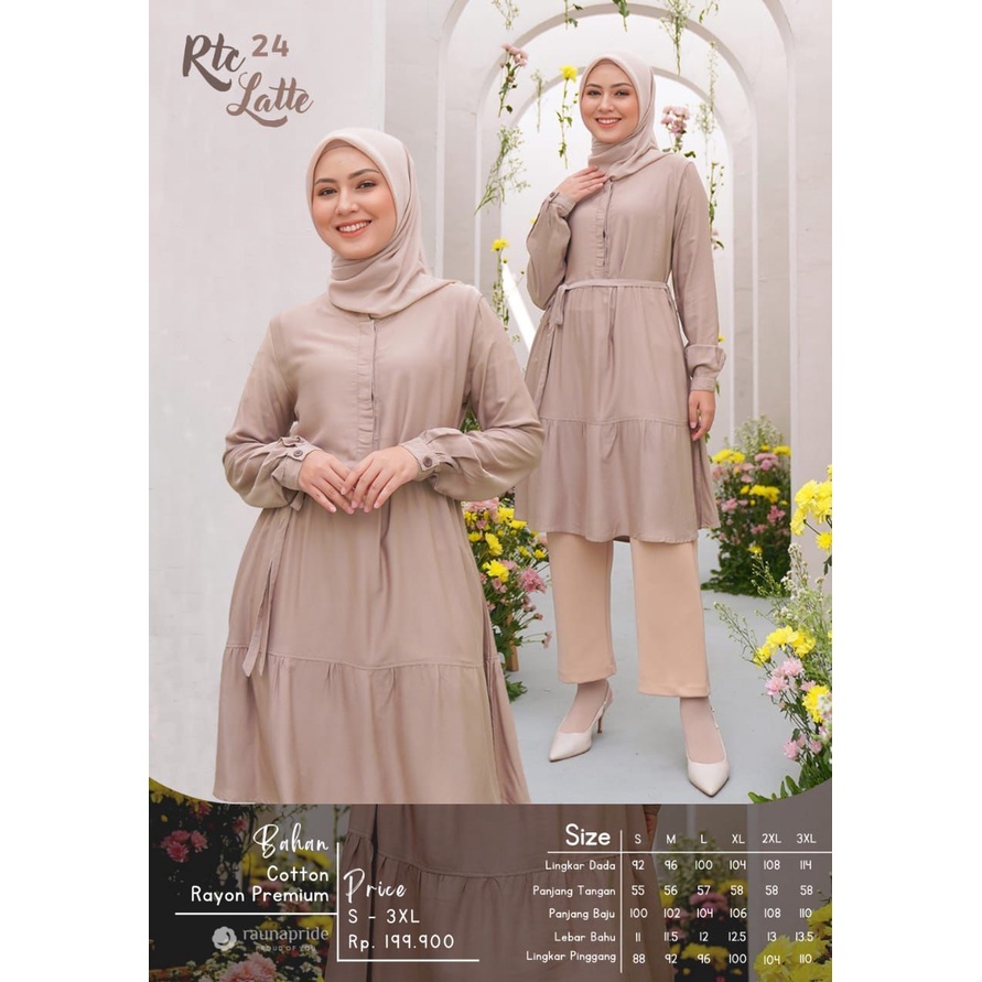 Tunik Rauna RTC 24 - Wardah Navy Grey White Black Latte / Aatsan Wanita / Fashion Muslim