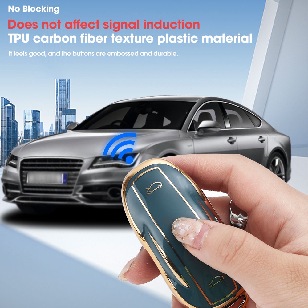 Casing Kunci Mobil Bahan TPU Lembut Ultra Ringan Ukuran 7.8x3.6cm / 360° Casing Kunci Mobil Full Proteksi Untuk Tesla Model 3 / Otomotif
