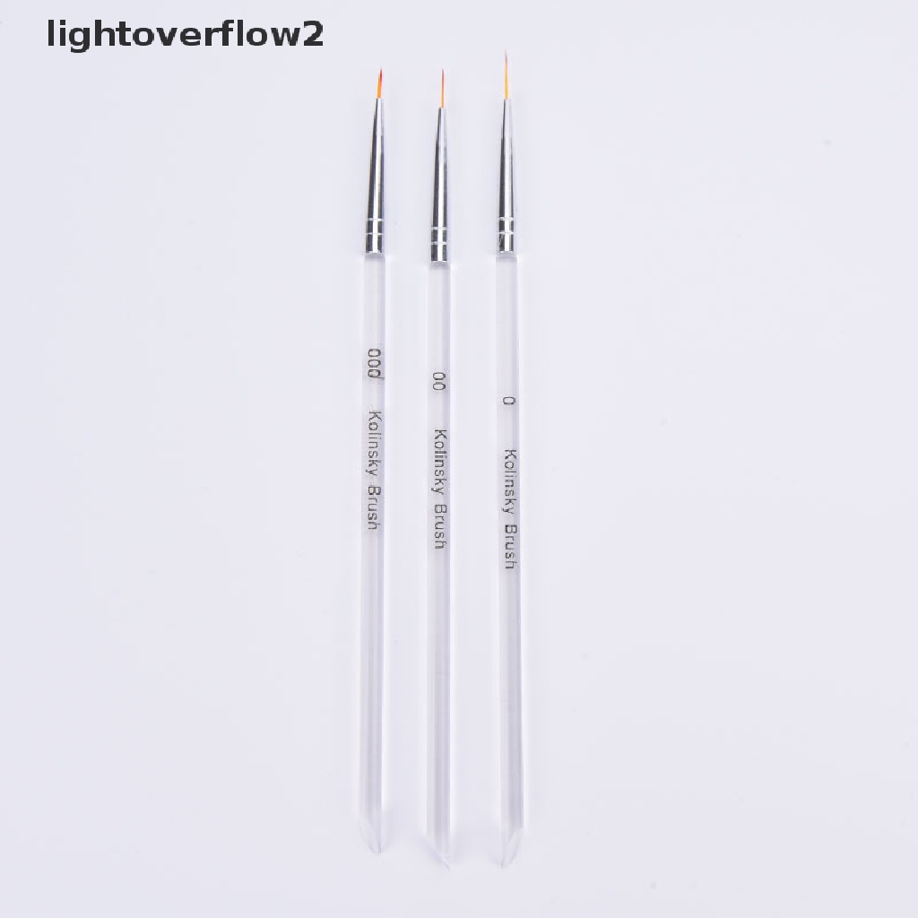 (lightoverflow2) 3pcs / Set Brush Pen Liner Gambar Garis Untuk Hiasan Nail Art DIY