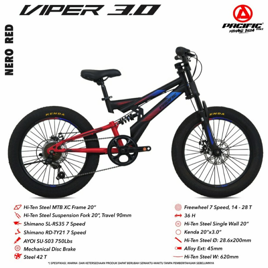 PROMO SEPEDA PACIFIC MTB VIPER 3.0 20 INCH MOUNTAIN BIKE SEPEDA GUNUNG