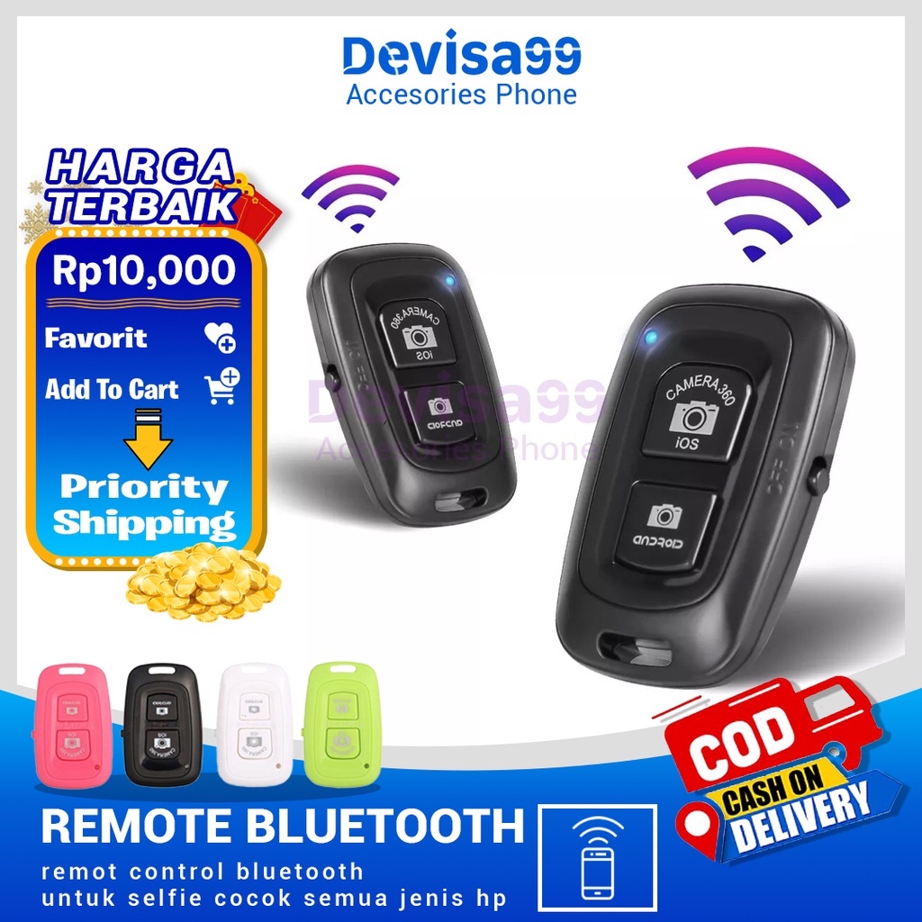 Remote Kontrol Bluetooth / Remote Kamera Hp / Remot Bluetooth Hp / Untuk Selfie Remot Selfie / Terlaris Grosir Murah Devisa99