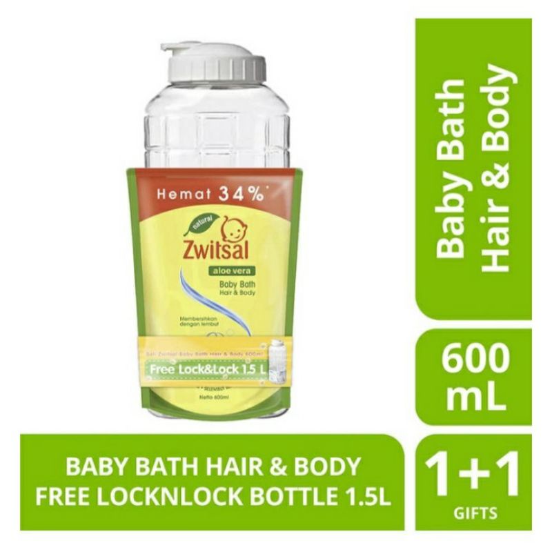 Zwitsal baby bath hair n body 600ml FREE botol