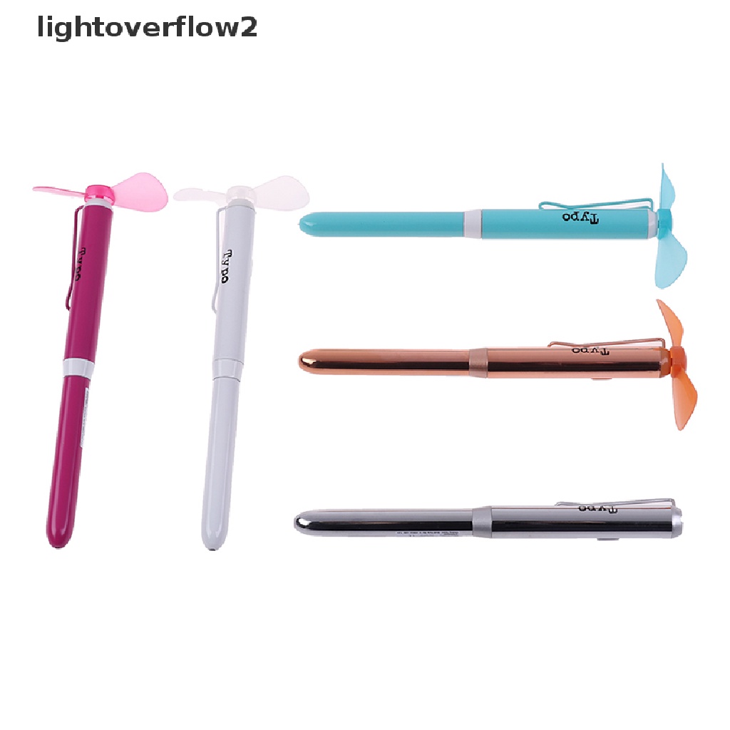 (lightoverflow2) Pulpen Dengan Kipas Angin mini Bahan Metal Untuk Pelajar